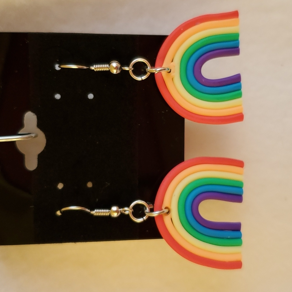 Womens rainbow hook earrings